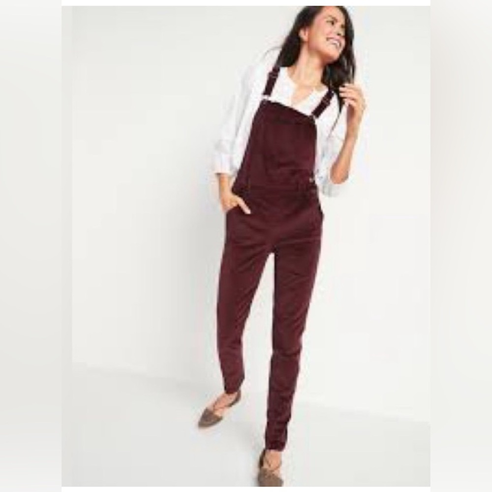 Old Navy Burgundy Corduroy Overalls Jumpsuit
